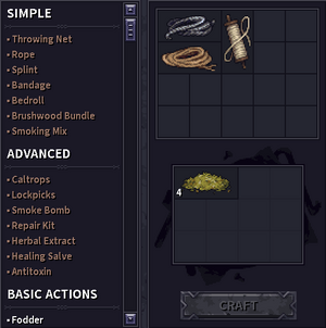 Crafting tab